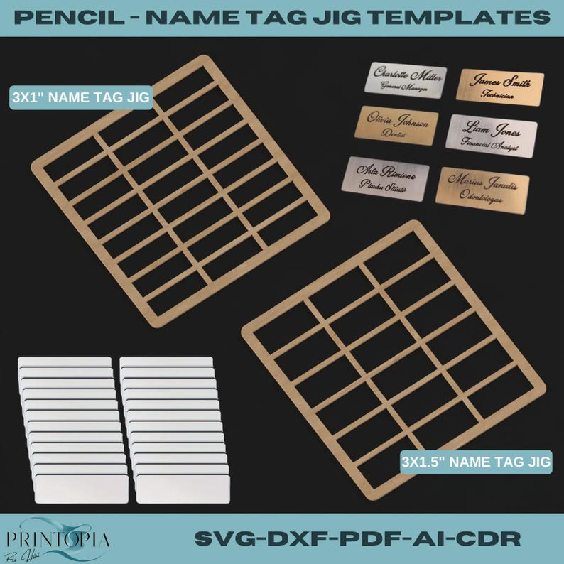 Laser Jig Templates for Name Tags & Pencils - Compatible With Major ...