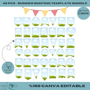Paquete completo de 42 plantillas para banderines y pancartas: Canva editable para eventos y fiestas 126