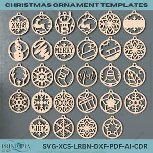 Christmas Ornament SVG Bundle  Laser Cut Holiday Tree Decor Templates,Wooden Christmas Ornaments SVG 299