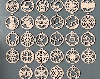 Christmas Ornament SVG Bundle  Laser Cut Holiday Tree Decor Templates,Wooden Christmas Ornaments SVG 299