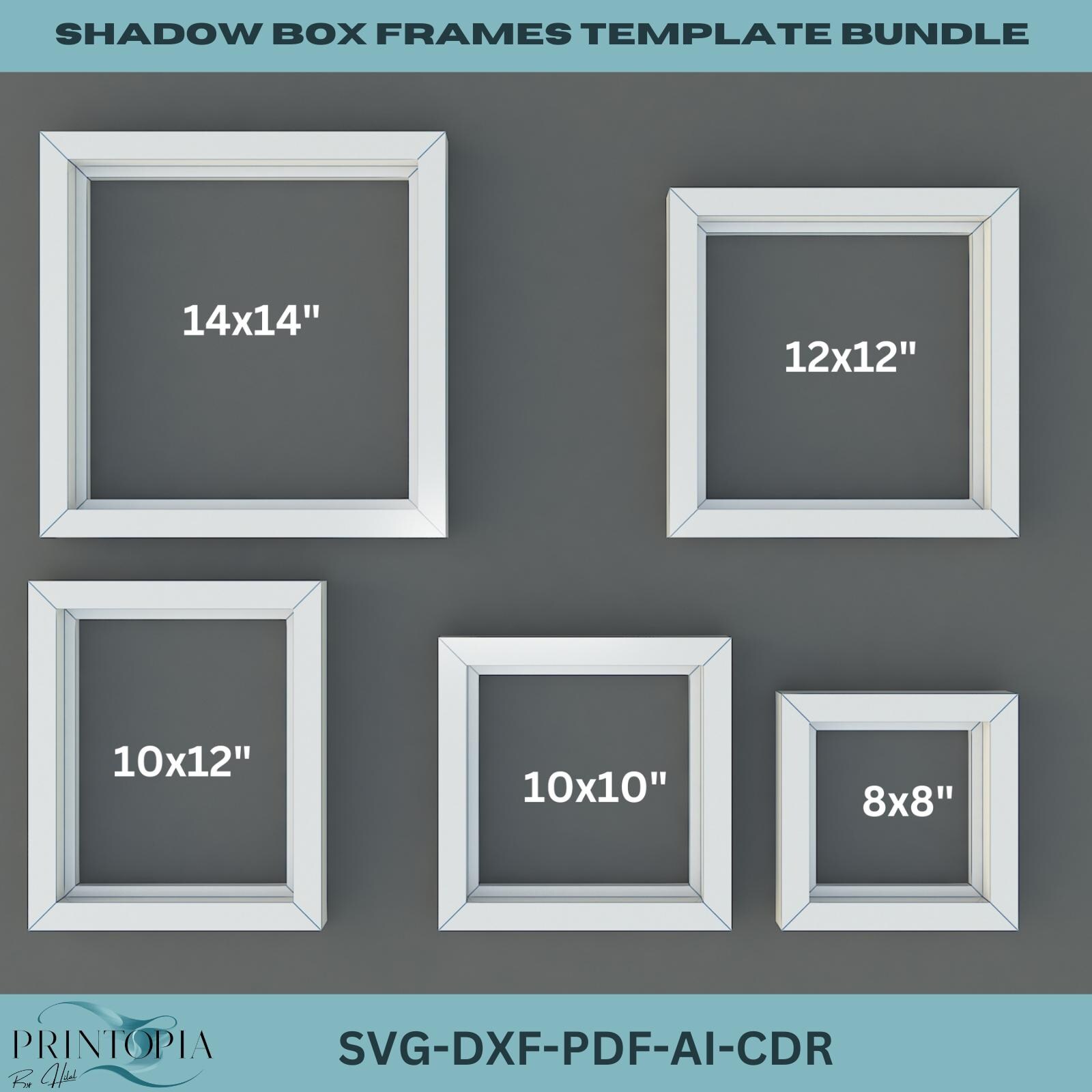 Shadowboxes Size Shadow Box Frame Templates | 3D SVG Bundle | 5 Sizes | DIY Decor,diy ...