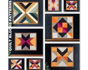 DIY Wooden Barn Quilt Bundle SVG,7 Laser Ready Patterns for Glowforge,Hobby Cutters,Geometric Wood Quilt Block SVG Bundle,Wall Art Decor 274