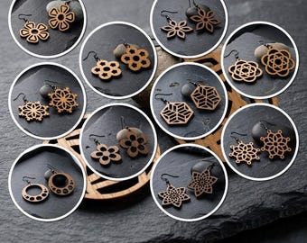 Boho Floral and Geometric Wooden Earring Patterns SVG Bundle Laser Cut Files