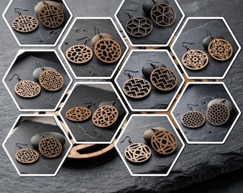 10 Wooden Earring Laser Cut Files SVG Bundle Geometric Jewelry Templates DIY Wood Earring
