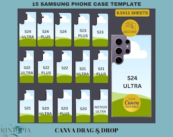 Bundel sjabloonbundel bewerkbare Samsung Galaxy-telefoonhoes, perfect voor S24 Ultra, S23, S22, S21 Meer | Digitale download, slepen en neerzetten Canva-ontwerp 287