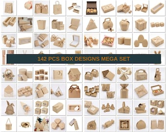 142 Box Designs Mega Set Paper Cut Templates Gift Box SVG Bundle