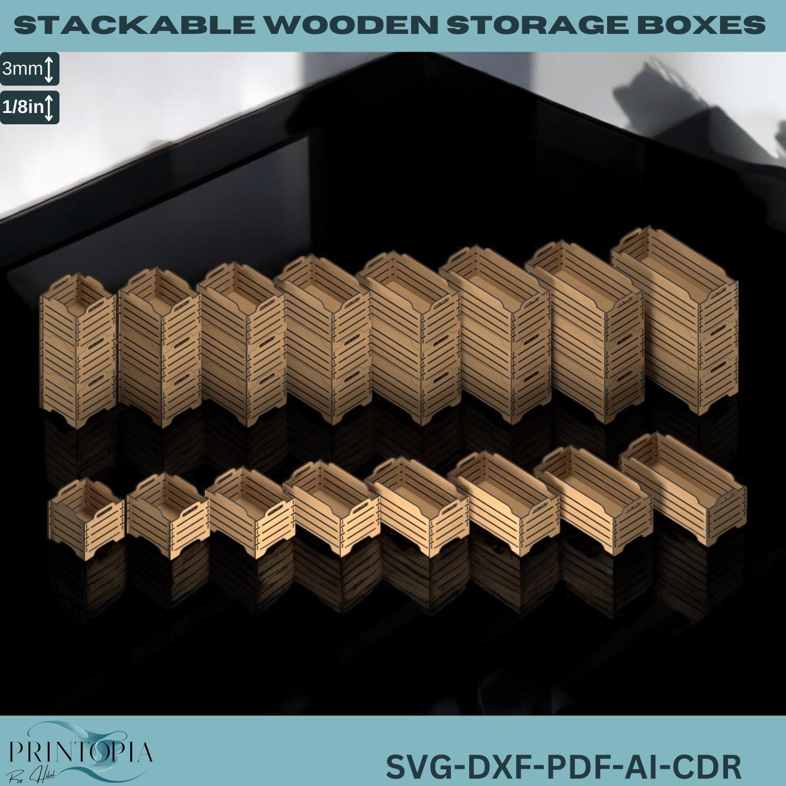 Laser Cut Vector Storage Boxes | Stackable Wooden Crates for Home and ...