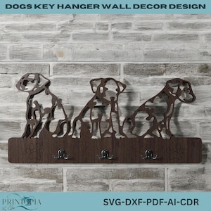 Laser Cut Dog Key Rack - Wall Organizer,Dog Key Holder - Laser Cut Wall Decor SVG 247