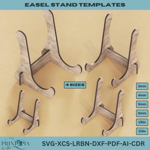 Easel stand Set for Frames  Plates  4 Sizes, 6 Thicknesses, Craft Ready,Adjustable Easel Stand Set for Photo Frames 6 Thickness Options 290