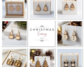 Christmas Earring Design Bundle | Laser Cut Templates for Snowflakes, Gifts & Santa Earrings 001