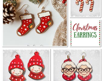 Holiday Earring Designs for Laser Cutting | Christmas-Themed Jewelry Templates 008