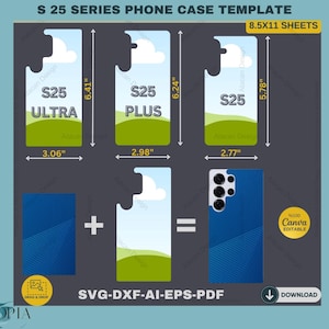 Lot de modèles de coques S25 : SVG, DXF, PNG. Compatible S25/Plus/Ultra Canva !,Modèle de coque pour Samsung S25 Series Tous les modèles ! Fichiers de découpe et édition Canva 288