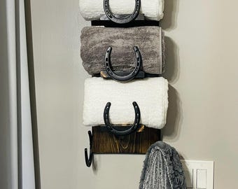 Western decor Horseshoe towel rack country bathroom towel rack western vibe unique rustic bathroom horseshoe Farmhouse rustic towel rack