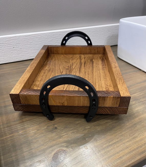 Western decor Horseshoe Centerpiece tray personalized serving trays tablescape trays rustic home decor farmhouse kitchen decor seasonal tray