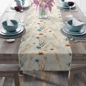 Spring Table Decor Rustic Neutral Floral Table Runner Farmhouse Decor Rustic Coffee Table Runner ...