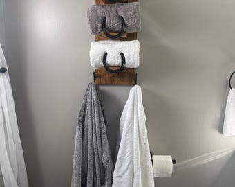 Towel Storage Rustic Bathroom Towels Towel Rail Wooden Ladder For