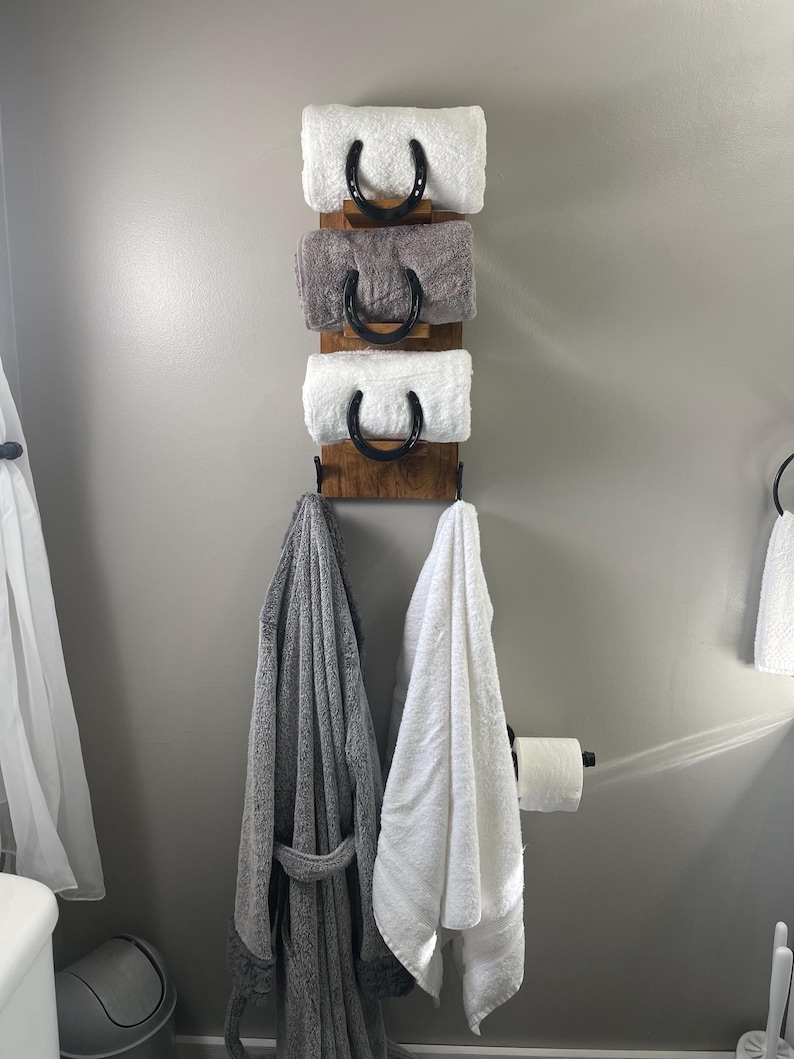 Western decor Horseshoe towel rack country bathroom towel rack farmhouse towel rack western vibe unique rustic bathroom decor