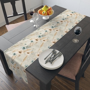 Spring Table Decor Rustic Neutral Floral Table Runner Farmhouse Decor Rustic Coffee Table Runner ...