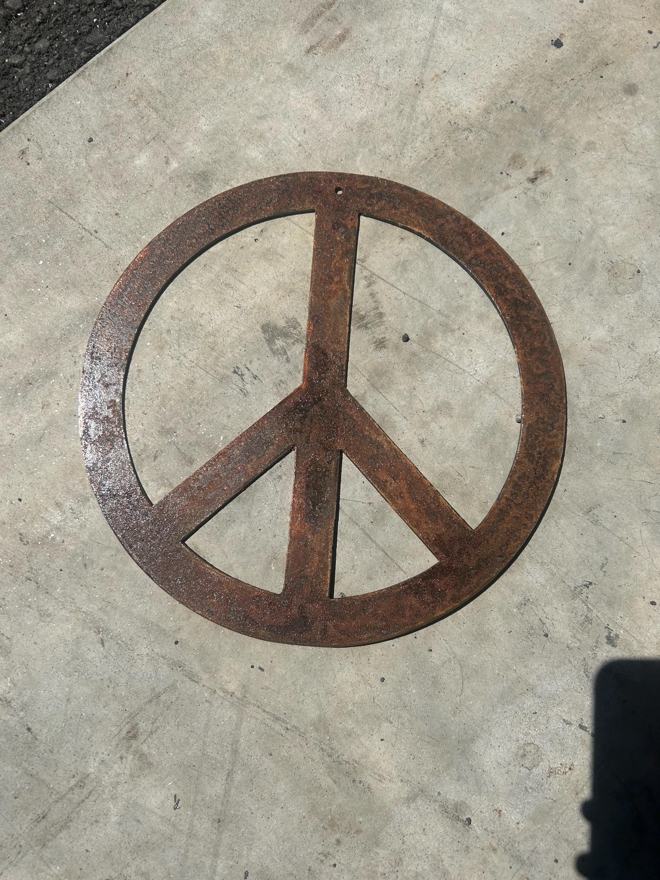 Metal Peace Sign With Rust Patina - Etsy