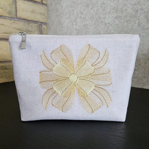 Bolsa de cosméticos bordada compacta para mujer, regalo con cremallera, organizador hecho a mano, artículos de tocador para medicamentos, lazo decorativo de Navidad, regalo de maquillaje para niña