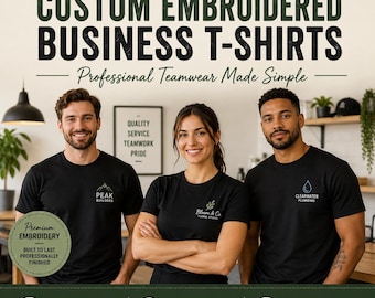 Custom Embroidered Business T-Shirts, Professional Teamwear, Workwear, Staff Uniforms