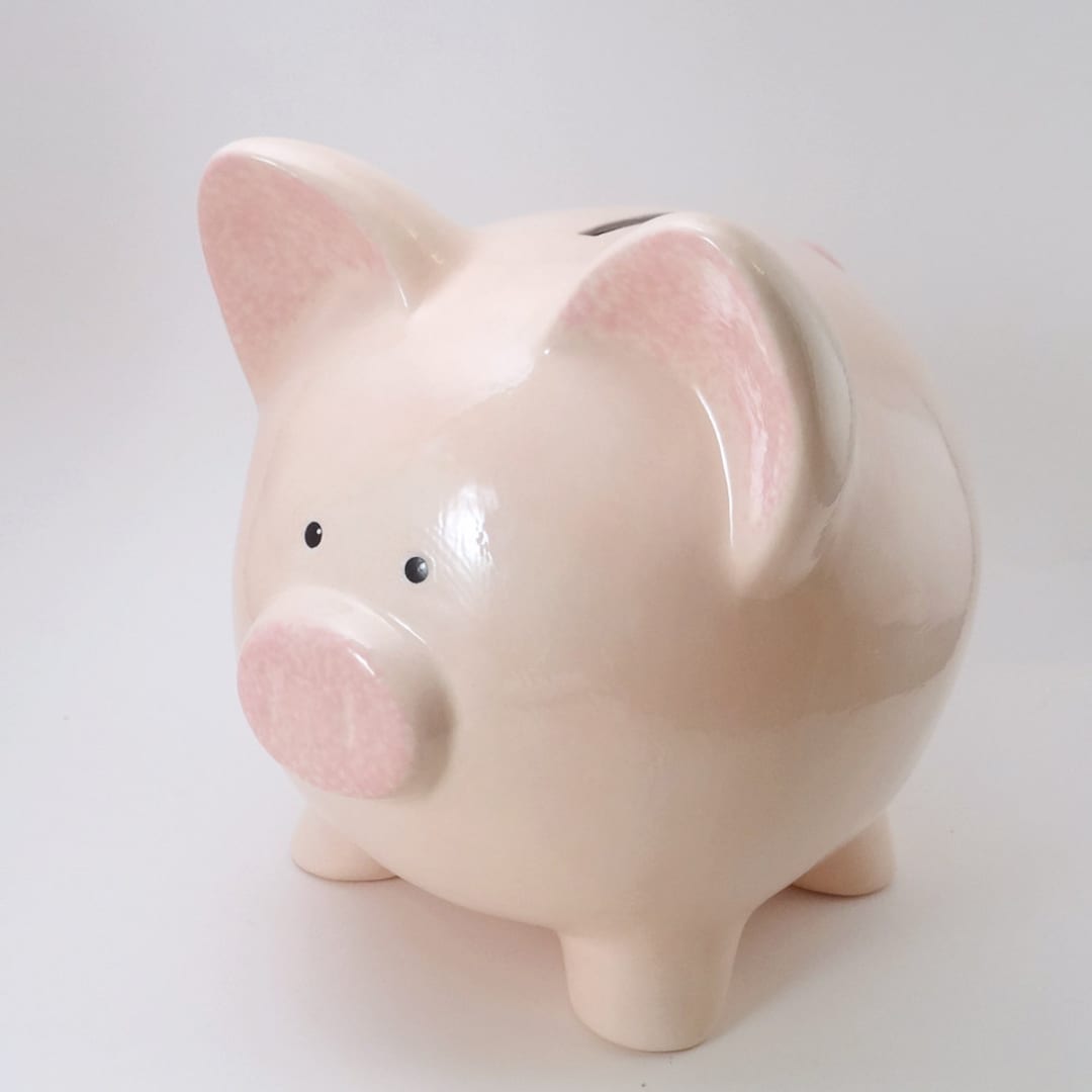 Blush Pink Personalized Piggy Bank, Light Pink Piggy Bank, Glazed Soft