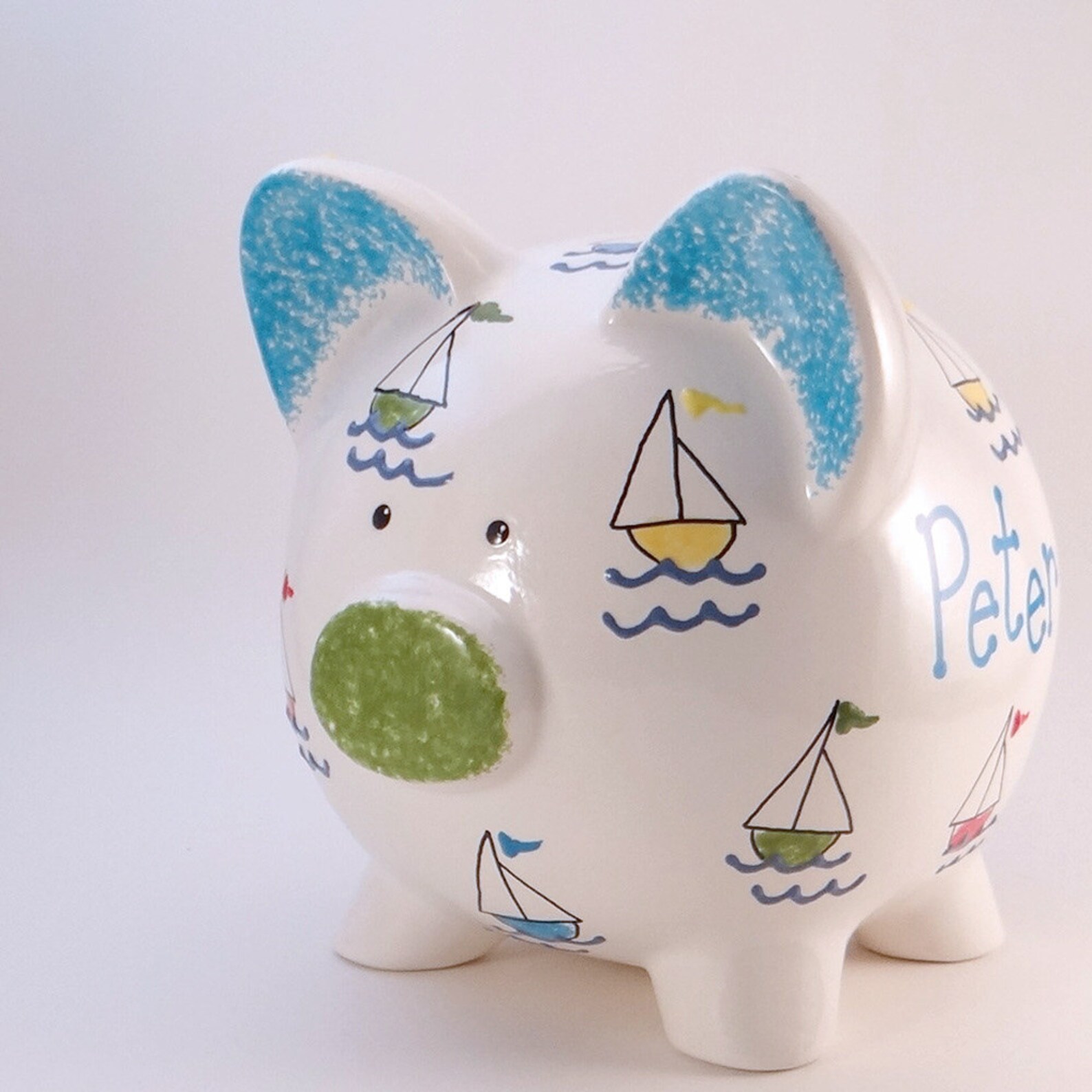 Sail Boats Piggy Bank Personalized Piggy Bank Boating Bank Etsy