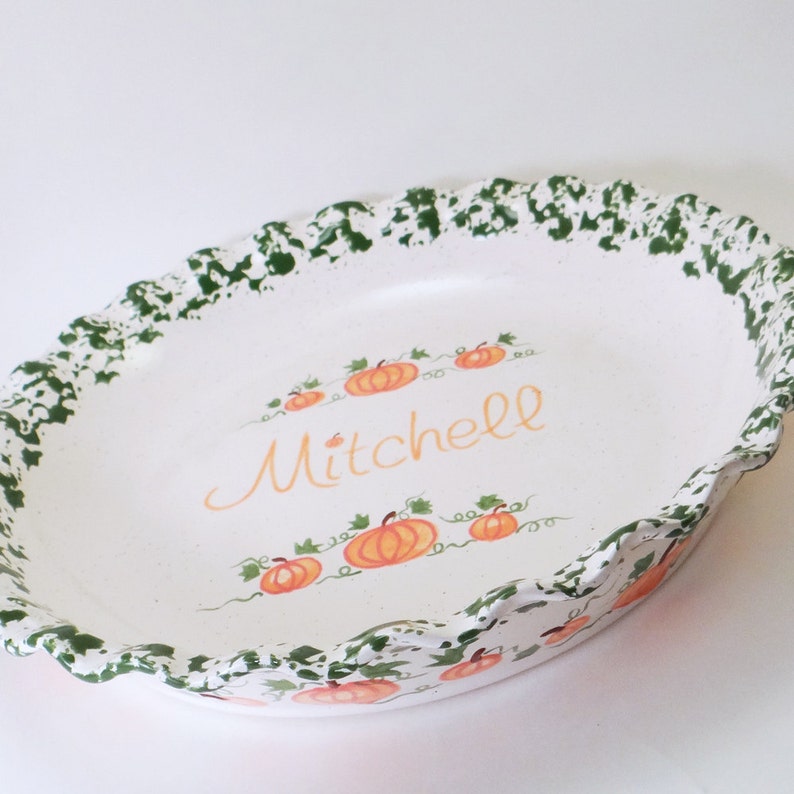 Thanksgiving Pie Plate Personalized Ceramic Pie Dish Pumpkin Pie Plate Hand Painted Fall Bakeware Pumpkin Spice Personalized Pie Dish