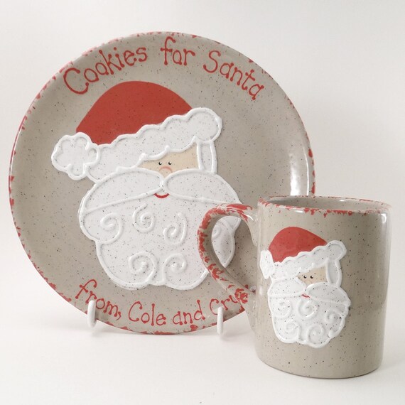 Cookies for Santa Plate AND Mug Personalized Santa Snack Set Etsy