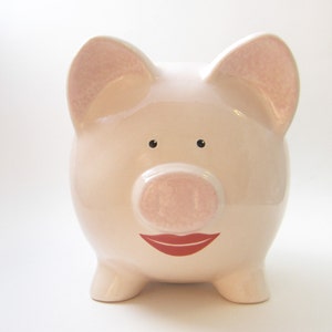 Lipstick on a Pig Bank, Personalized Piggy Bank, Women's Piggy Bank, Pig with Lips, Girly Make Up Piggy Bank, with hole or NO hole in bottom image 1