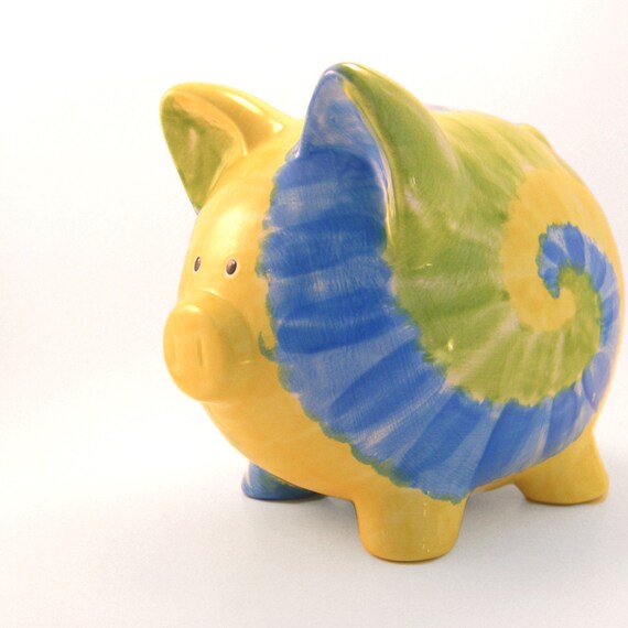tie dye plush piggy bank