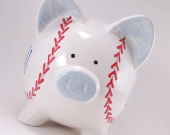 Baseball Personalized Piggy Bank, Baseball Team Piggy Bank, Ceramic Sports Theme Bank, Softball Piggy Bank, with hole or NO hole in bottom