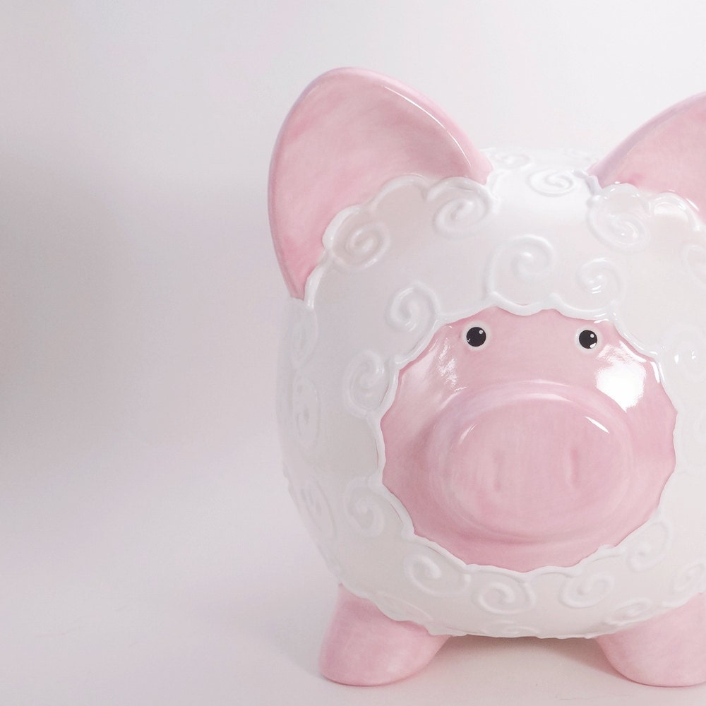 Pink Lamb Piggy Bank Personalized Piggy Bank Baby Nursery Etsy