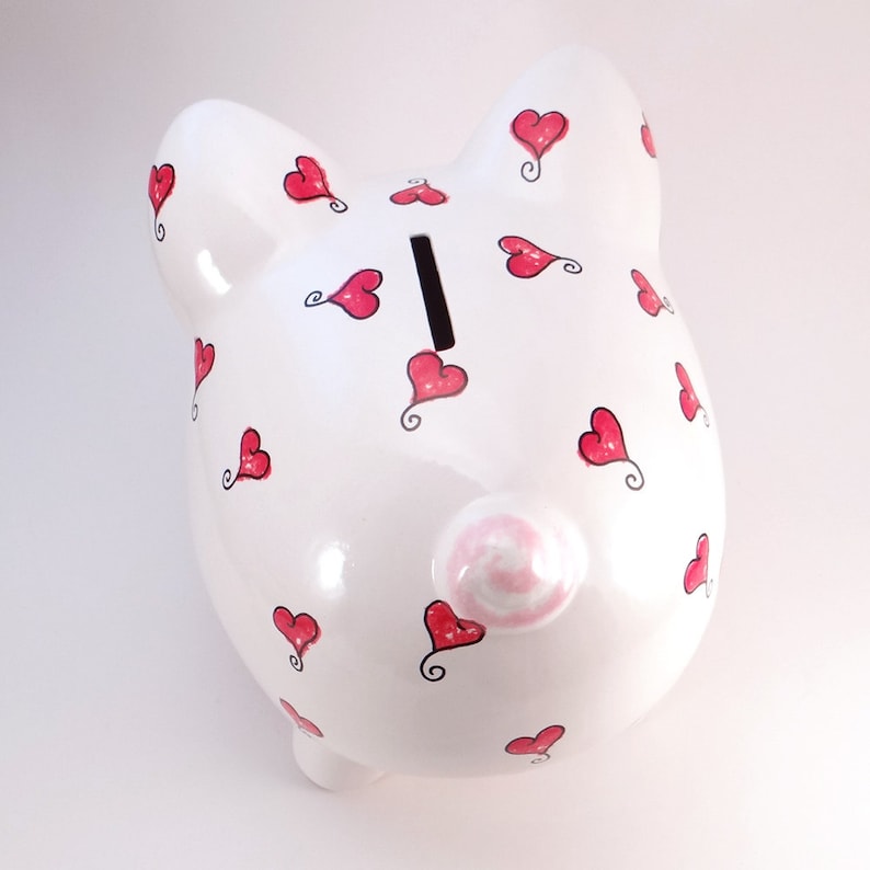 Hearts Piggy Bank Personalized Piggy Bank Red Heart Piggy Etsy