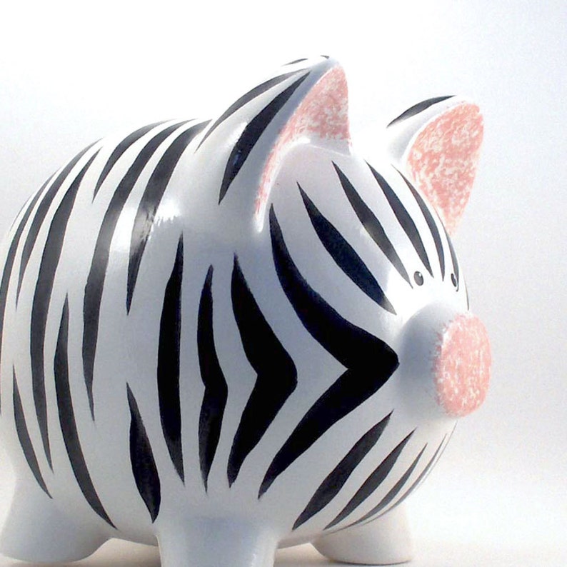 Zebra Piggy Bank Personalized Piggy Bank Safari Zoo Theme Etsy