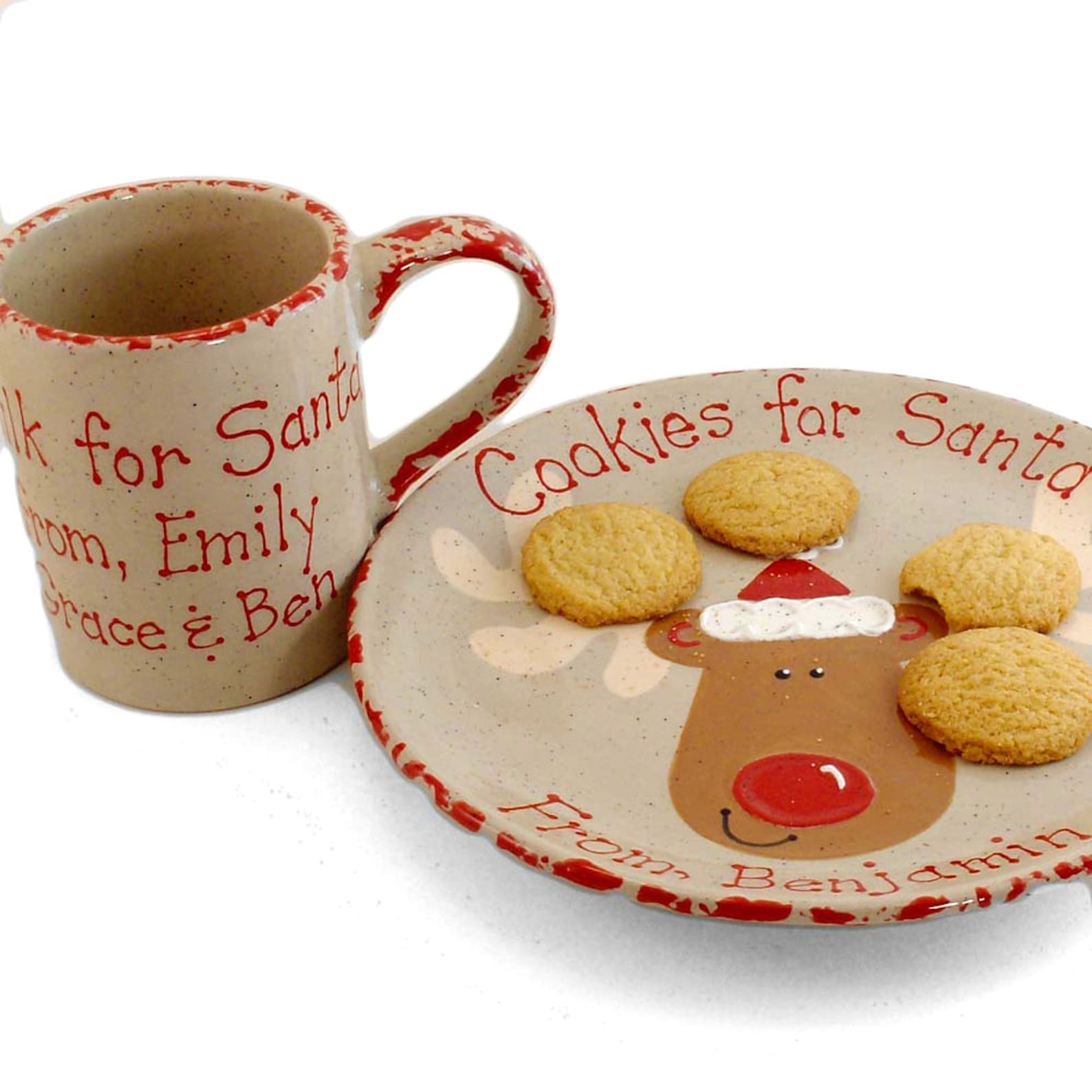 Reindeer Plate AND Mug Personalized Cookies for Santa Set Etsy