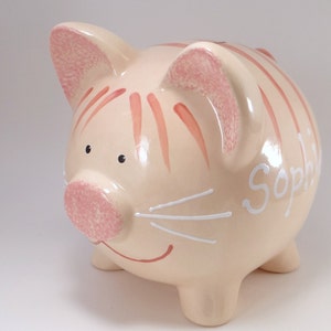 Orange Tabby Cat Personalized Piggy Bank, Kitten Piggy Bank, Cat Piggy Bank, Kitty Decor, Morris the Cat Lovers Gift, with hole or NO hole image 1