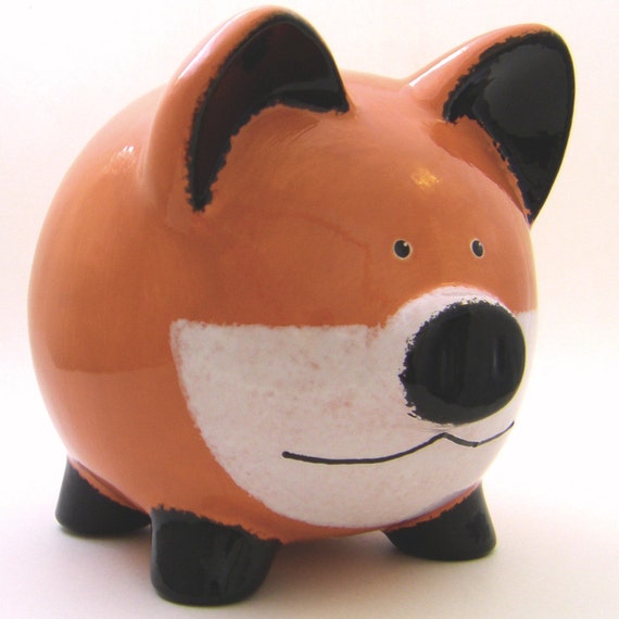 Original Red Fox Personalized Piggy Bank Piggy Bank Woodland