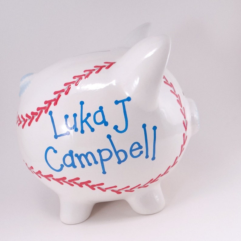 Baseball Personalized Piggy Bank, Baseball Team Piggy Bank, Ceramic Sports Theme Bank, Softball Piggy Bank, with hole or NO hole in bottom image 5