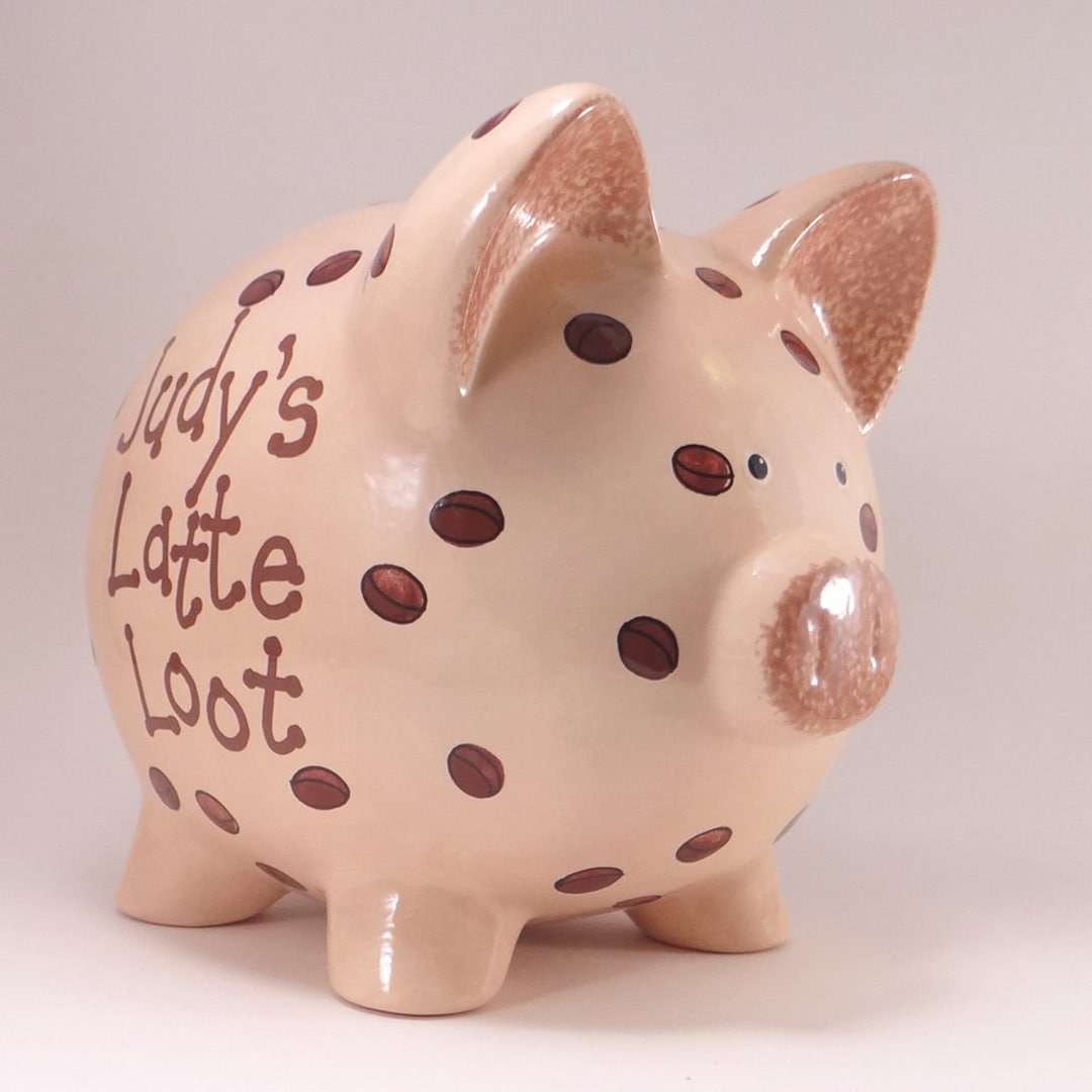 Coffee Bean Piggy Bank Personalized Piggy Bank Cappuccino Etsy