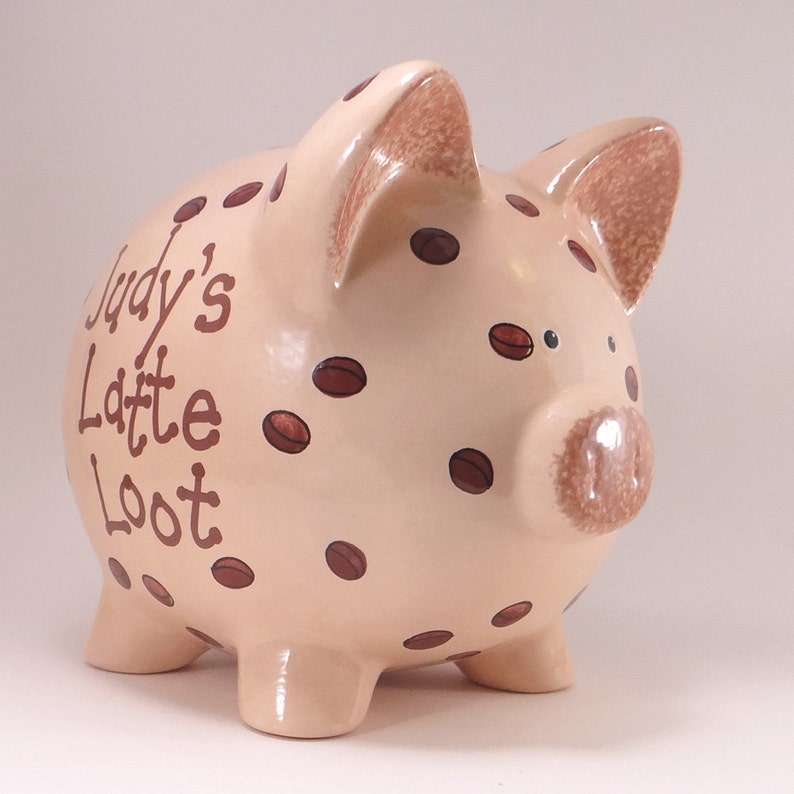 Coffee Bean Piggy Bank Personalized Piggy Bank Cappuccino Etsy Ireland