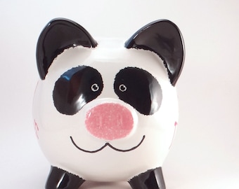 Panda Personalized Piggy Bank, Panda Bear Bank, Ceramic Bear Bank, Jungle Bank, Baby Gift, Nursery Zoo Decor Gift, with hole or NO hole