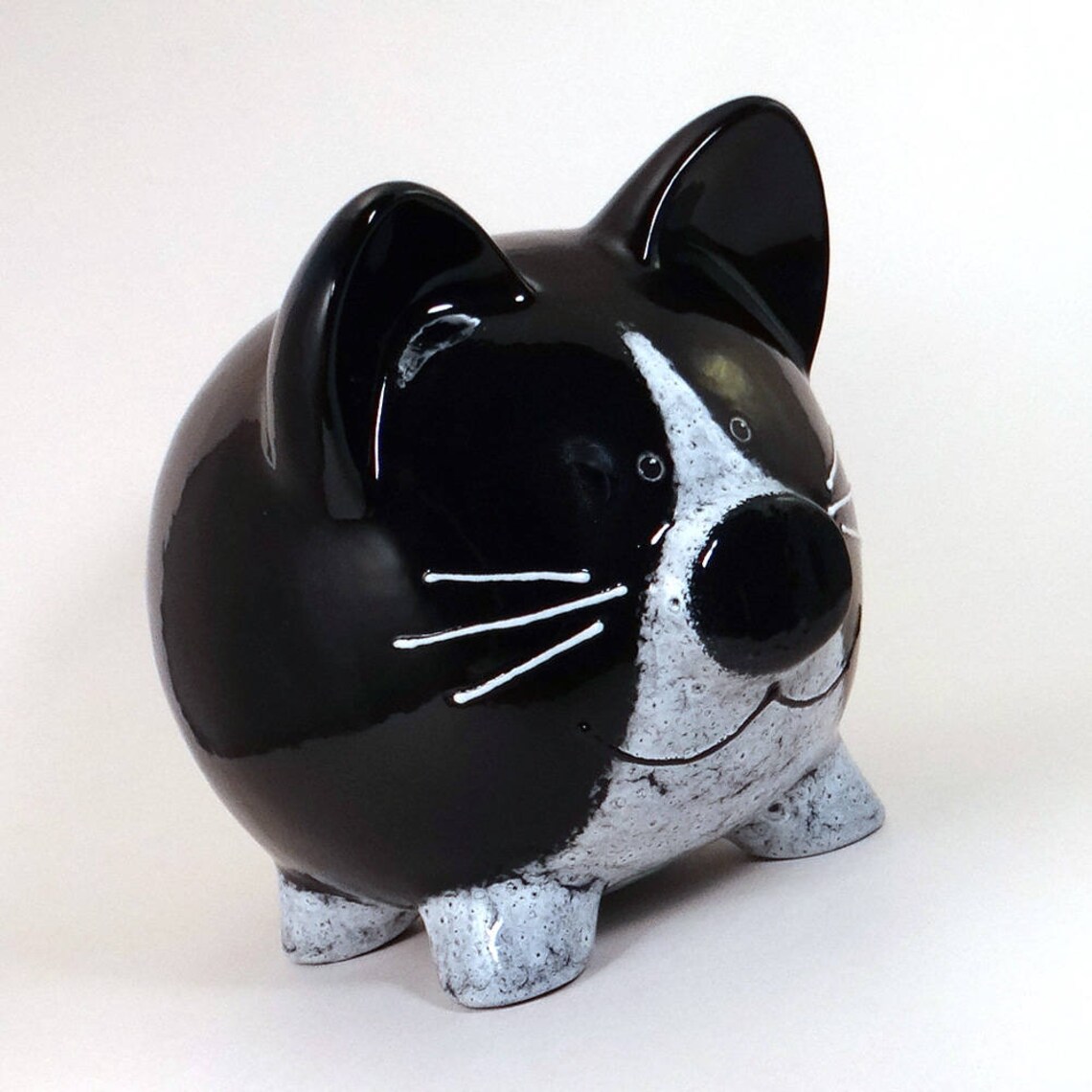 Black and White Kitty Piggy Bank Personalized Piggy Bank Etsy