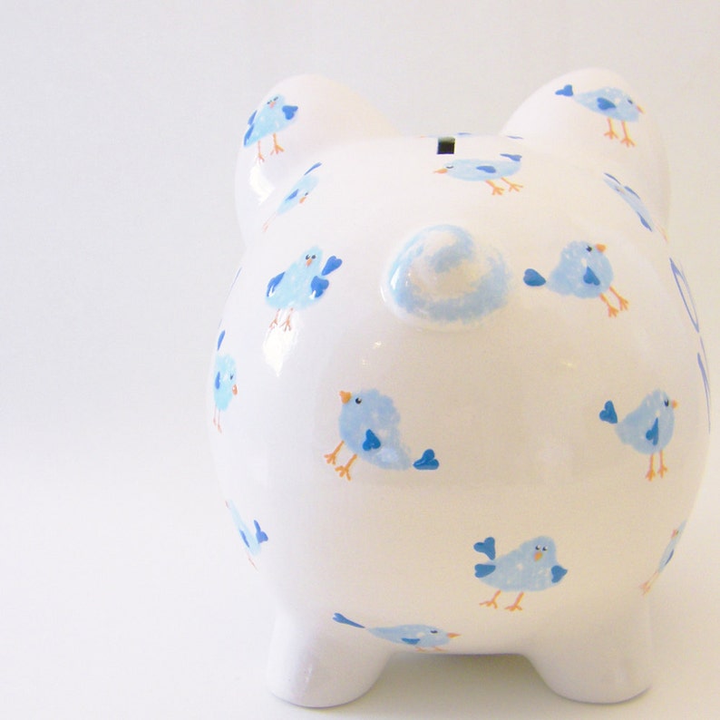Nest Egg Piggy Bank Personalized Piggy Bank Bluebird Bank Etsy