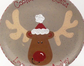 Rudolph Cookies for Santa Plate, Personalized Christmas Cookie Plate, Reindeer Treats Plate, Santa Snack Plate, Christmas Keepsake Plate