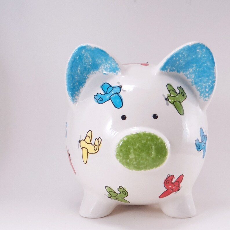 Airplane Piggy Bank Personalized Piggy Bank Planes Piggy Etsy