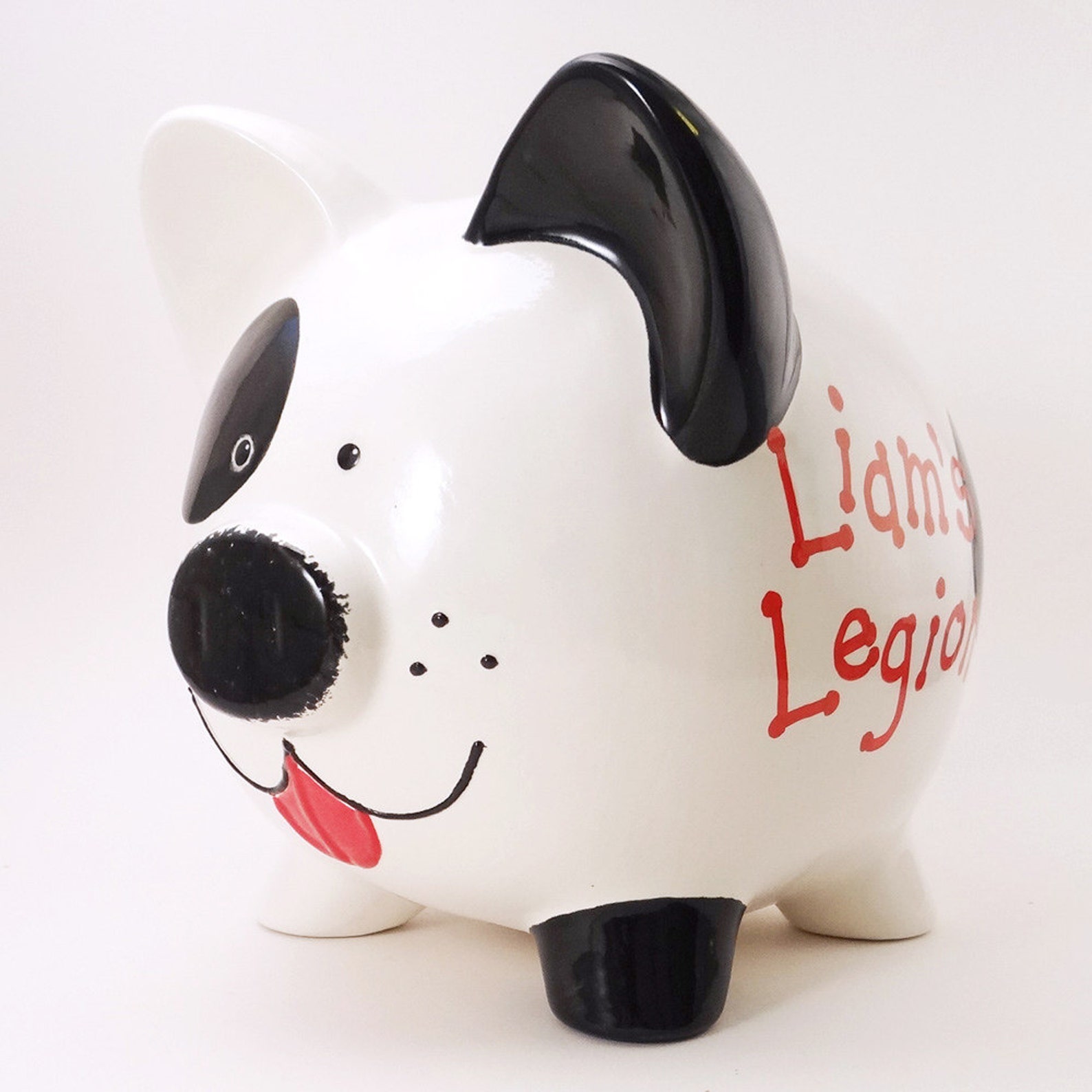 Black & White Puppy Dog Bank Personalized Piggy Bank Spot Etsy