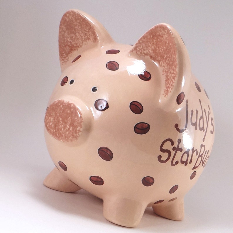 Coffee Bean Piggy Bank Personalized Piggy Bank Cappuccino Etsy Ireland
