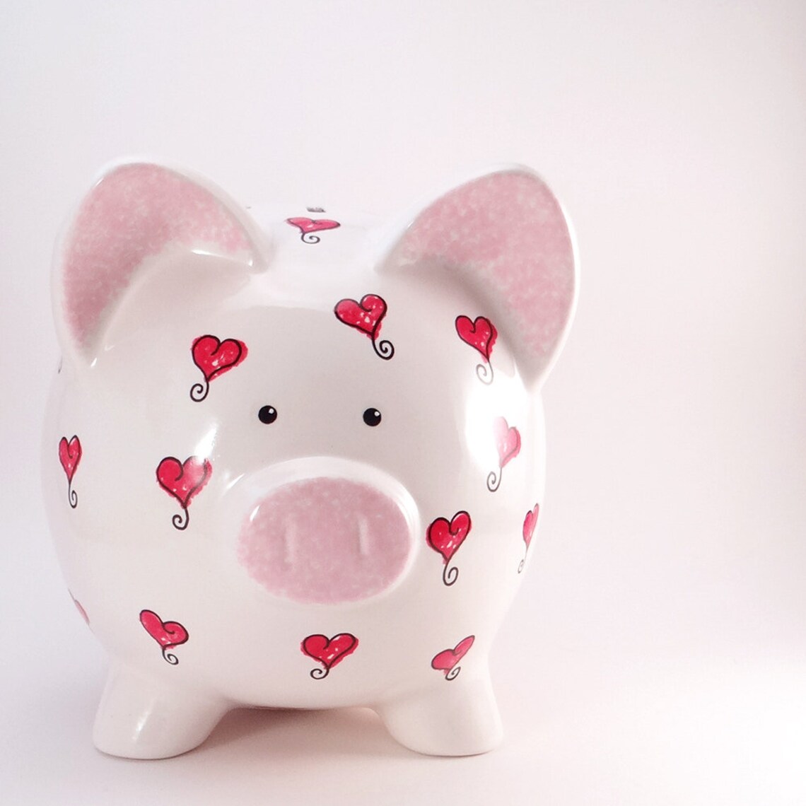 Hearts Piggy Bank Personalized Piggy Bank Red Heart Piggy Etsy