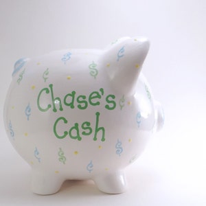 Money Personalized Piggy Bank, Loose Change Piggy Bank, Dollars & Cents Bank, Dollar Sign Bank, Cash Theme Bank, with hole or NO hole image 4